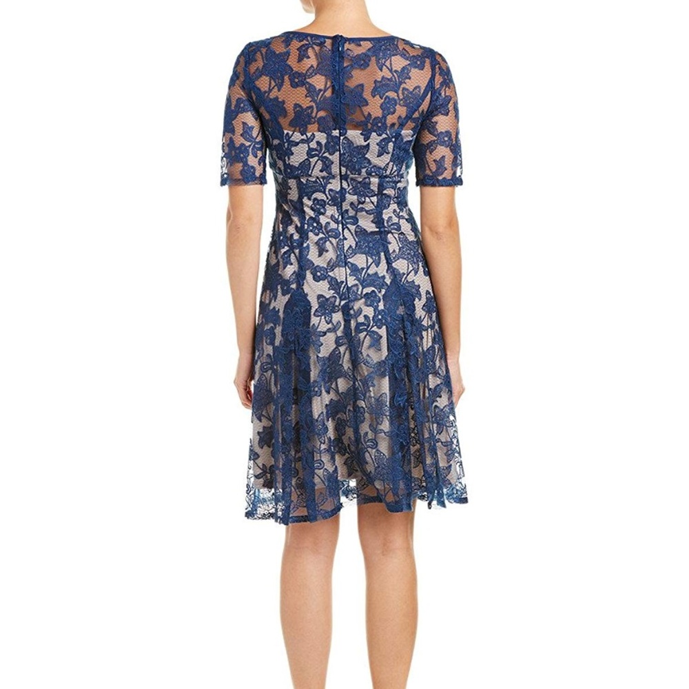 Adrianna Papell Pleated Embroidered Mesh Dress - Picture 3 of 6